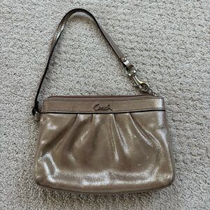 Coach Metallic gold beige Wristlet bag